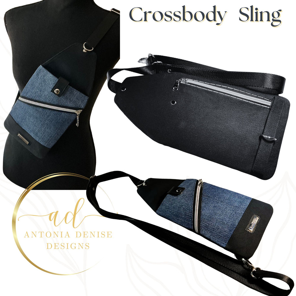 Denim Sling and, Travel Pouch with Adjustable Strap