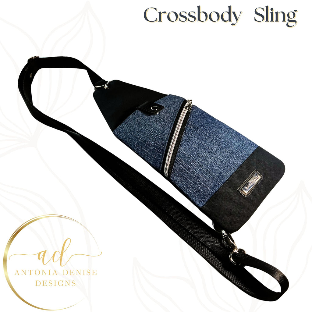 Denim Sling and, Travel Pouch with Adjustable Strap