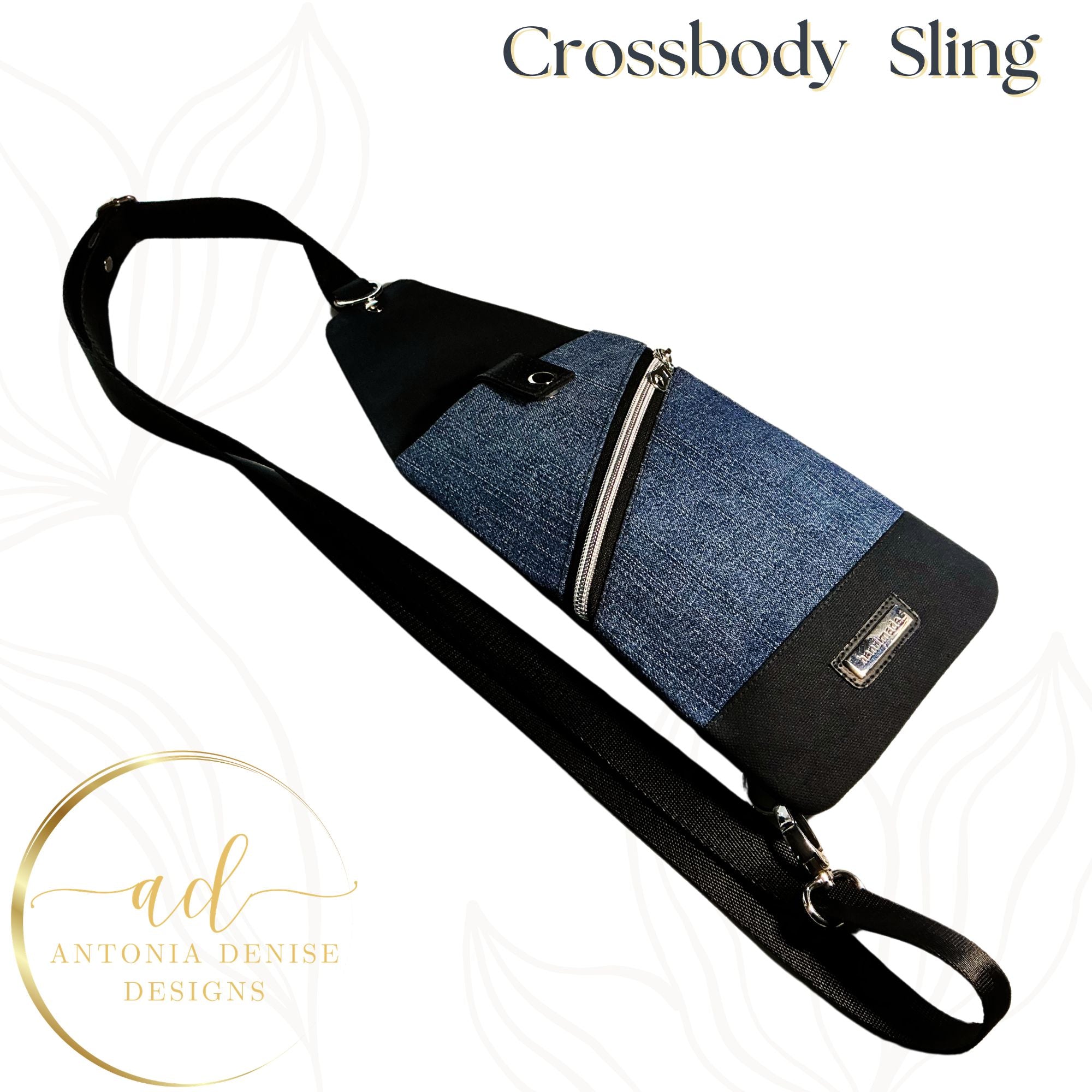 Denim Sling and, Travel Pouch with Adjustable Strap