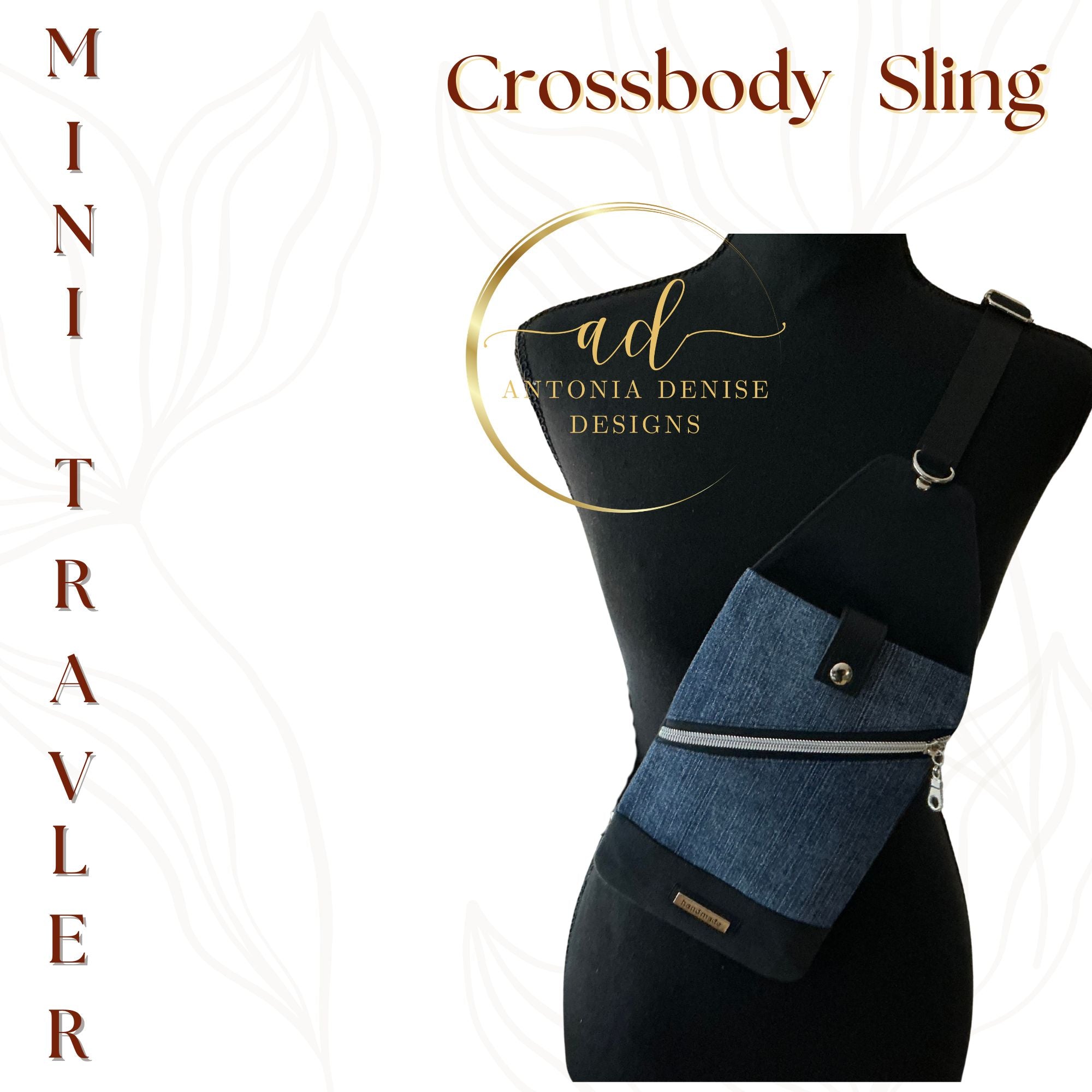 Denim Sling and, Travel Pouch with Adjustable Strap