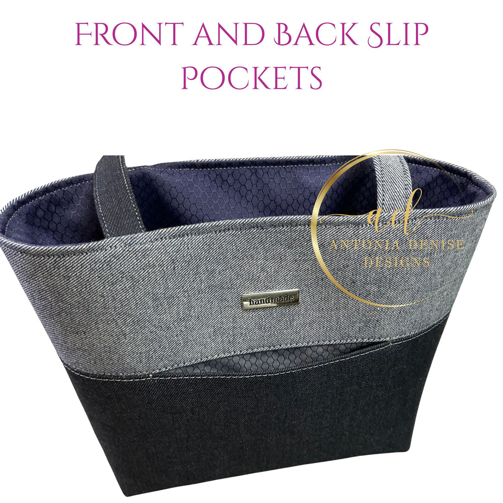 Two Tone  Denim Tote (Medium)
