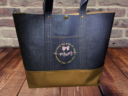 Beautiful HANDMADE Denim and Canvas Tote Bag, Personalized It